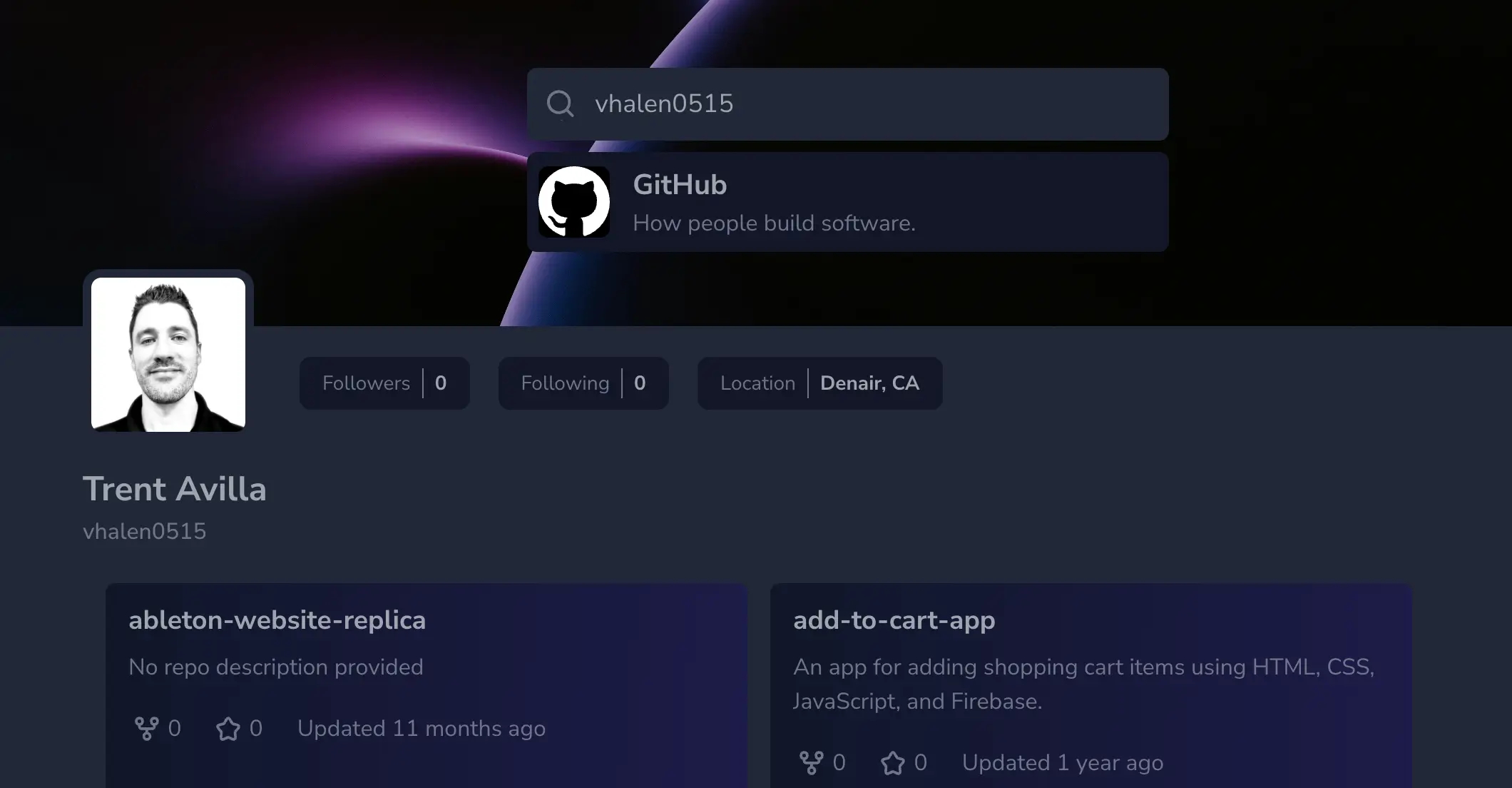 GitHub Profile Search